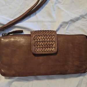 KANE-M Wristlet Wallet Brown‎ Supple Leather